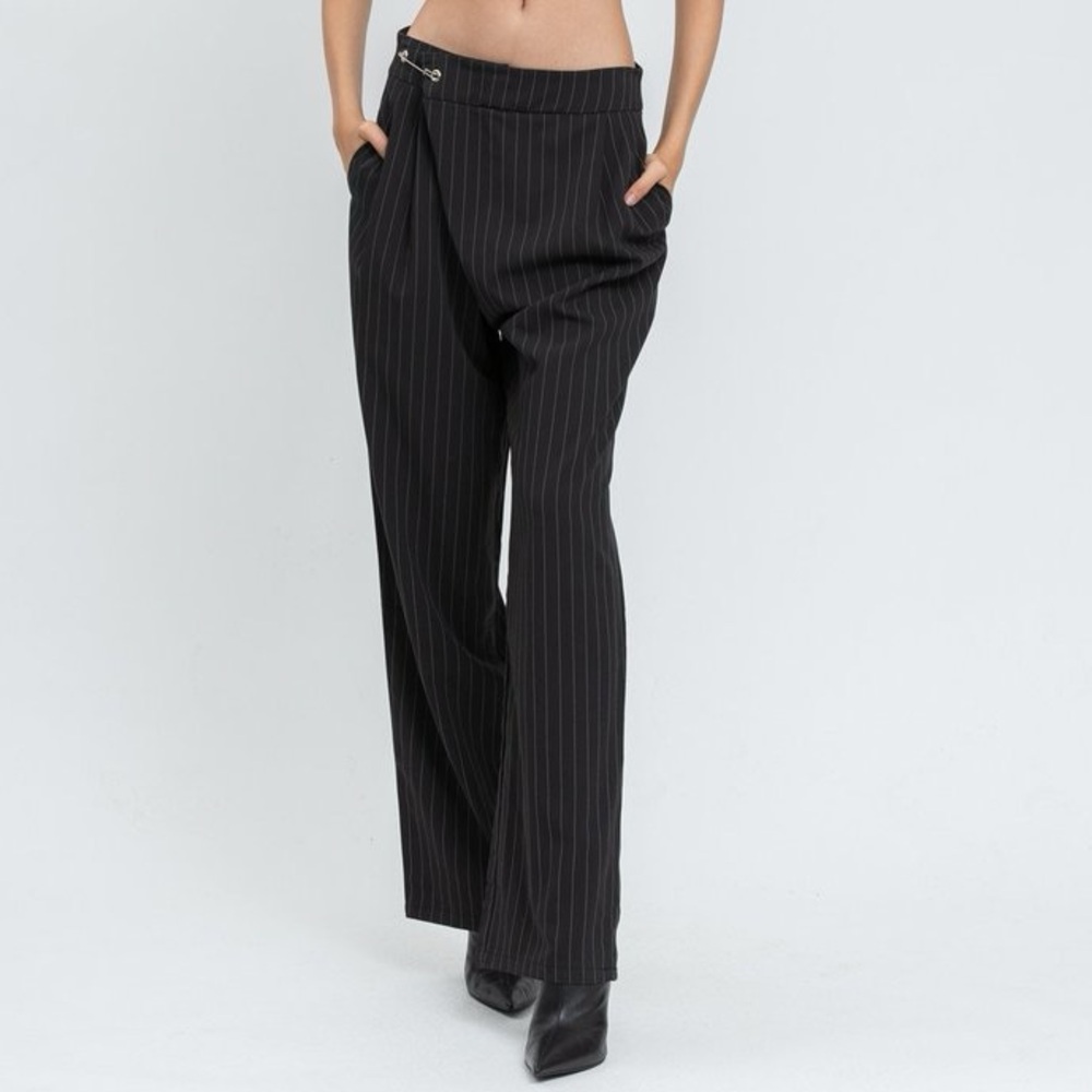 Danielle Guizio | Pinstripe Safety Pin Trouser